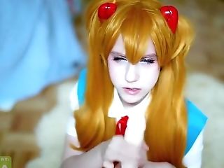 Spoiled Tsundere Asuka Gives Hand Jobs Point Of View Evangelion