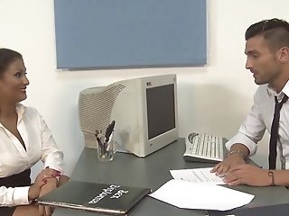 Missionary Fucking In The Office With A Whorish Chick - Rebecca Pinar